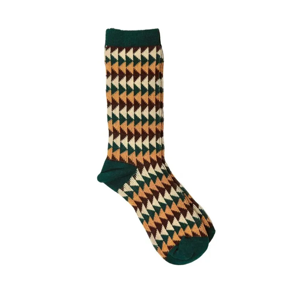NWT Charley Retro Green Triangle Print Crew Socks